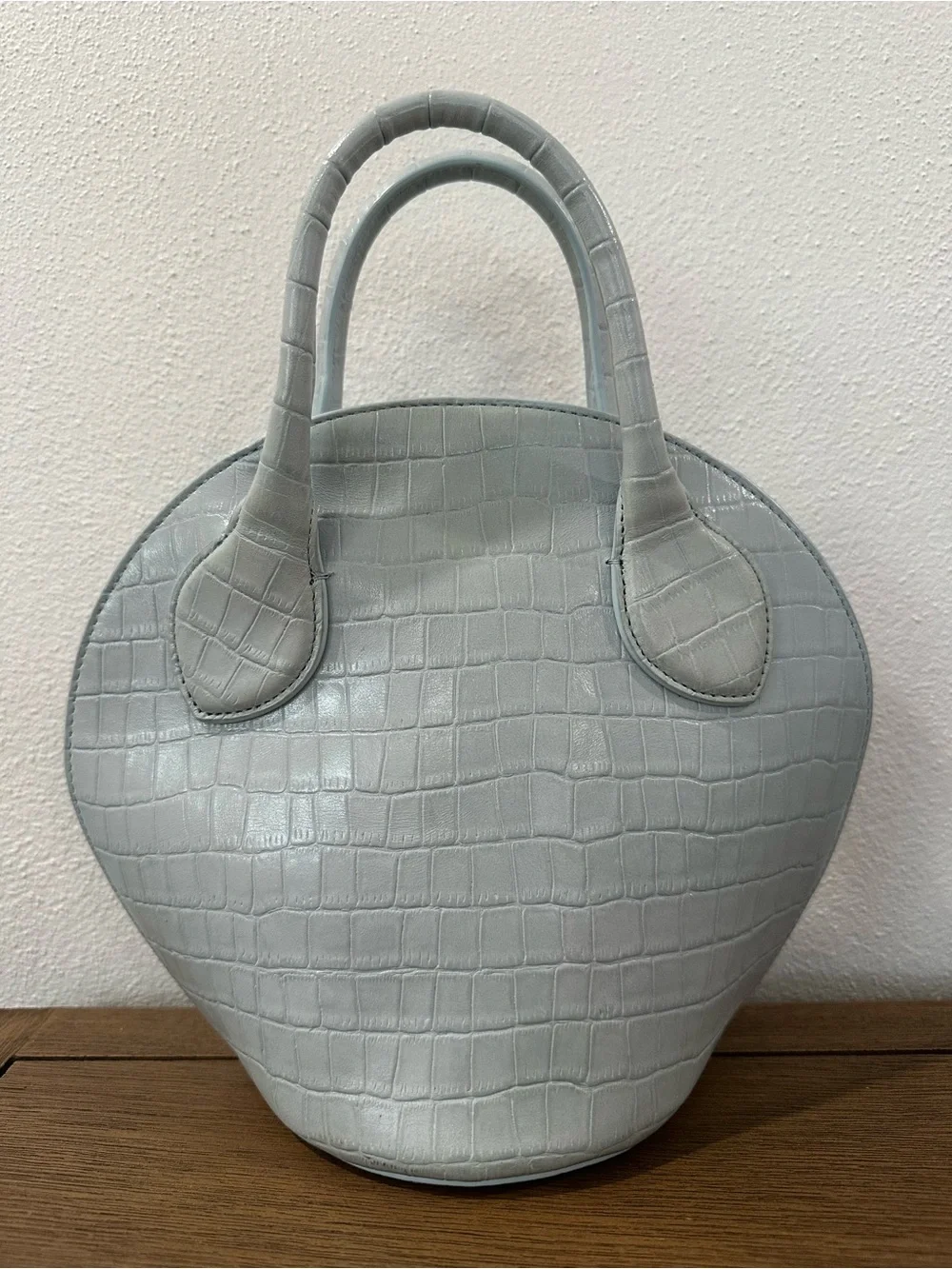 Rebecca Minkoff Blue Croc-Embossed Top-Handle Purse